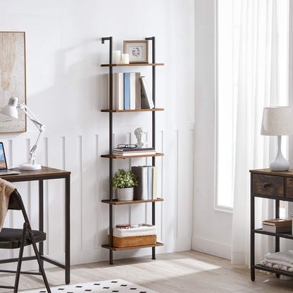 DIY Ladder Shelf - Rustic Brown & Black
