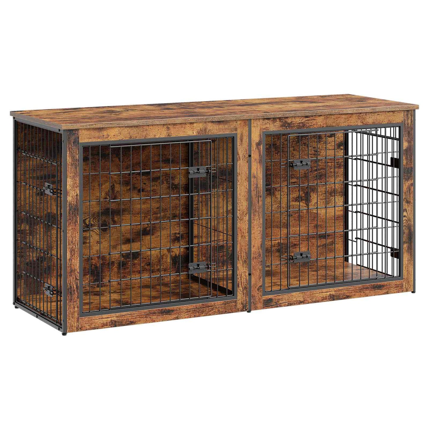 Dog Crate Furniture for 2 Dogs - Rustic Brown