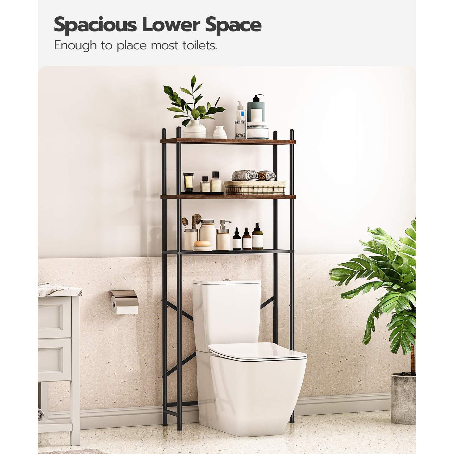 Over The Toilet Storage - Rustic Brown & Black