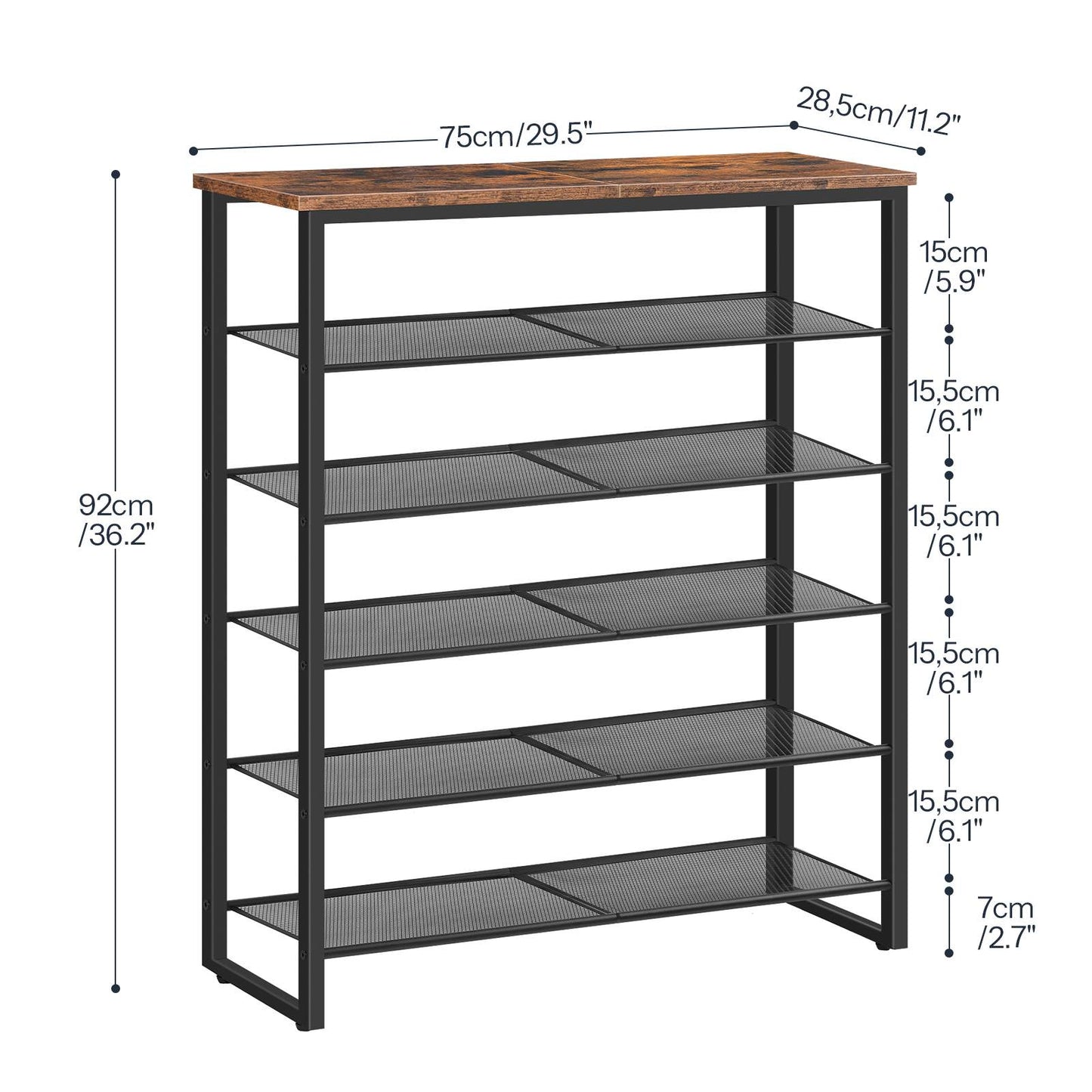 Shoe Rack - Rustic Brown