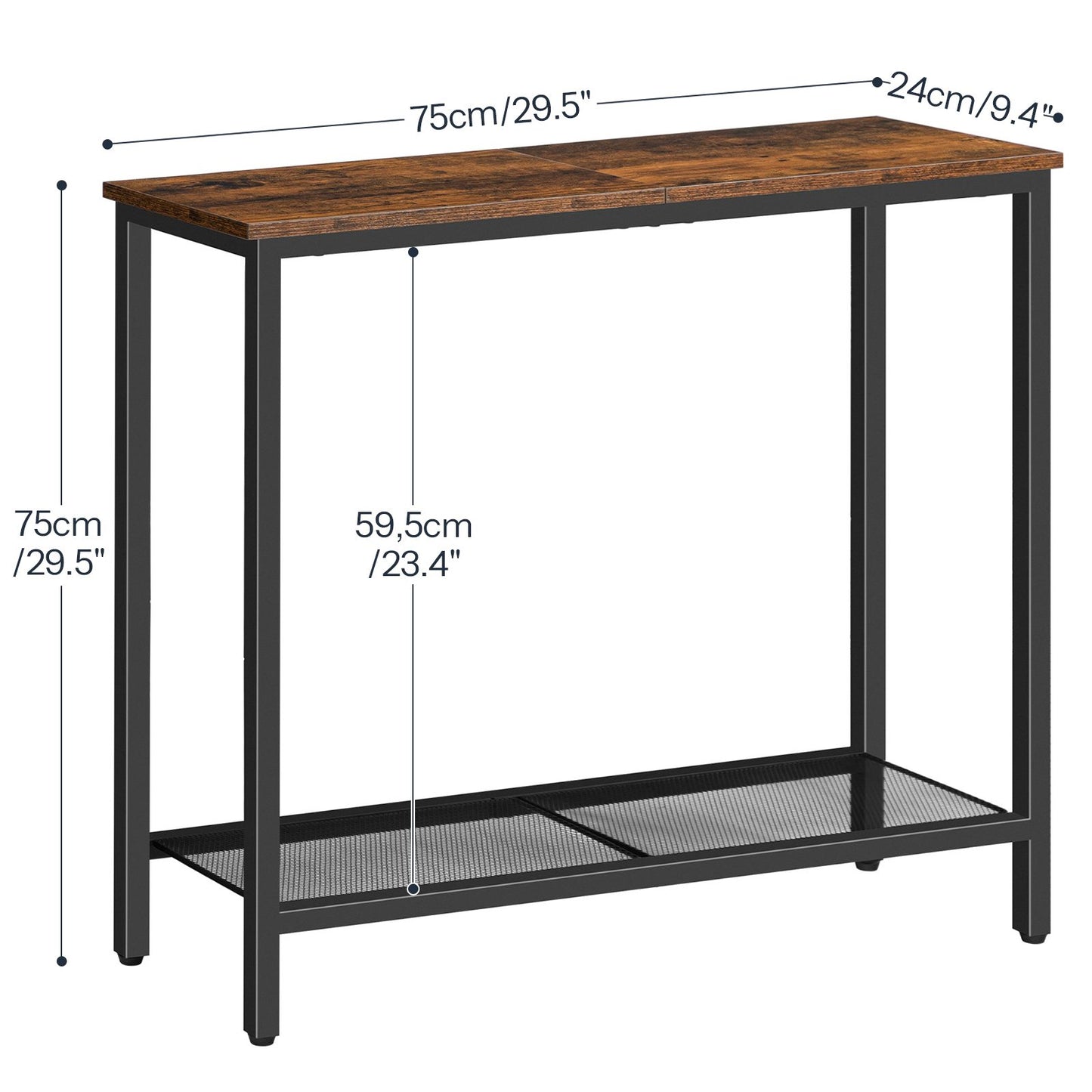 Console Table - Rustic Brown & Black