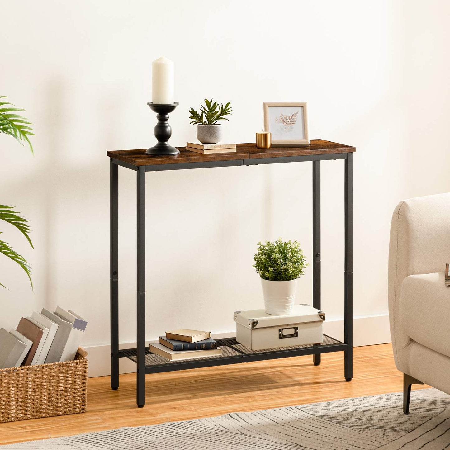 Console Table - Rustic Brown & Black