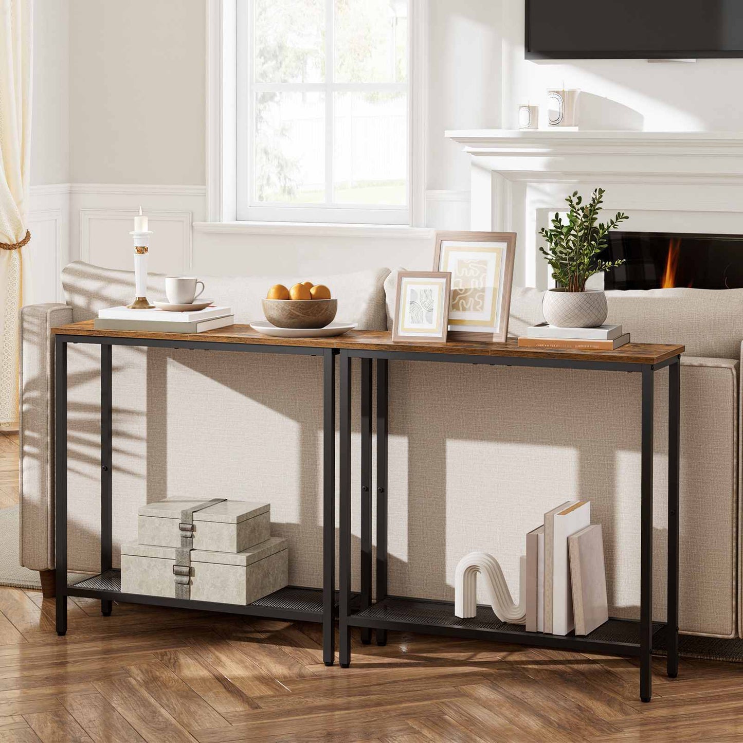 Console Table - Rustic Brown & Black