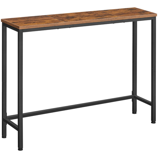 thin console table - rustic brown & black