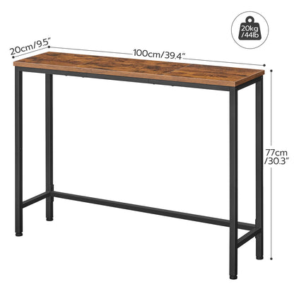 thin console table - rustic brown & black