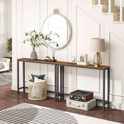 thin console table - rustic brown & black