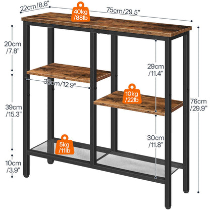 Narrow Console Table - Rustic Brown & Black - HWLEXTRA 