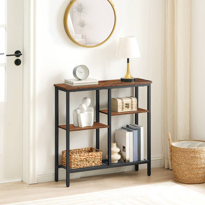 Narrow Console Table - Rustic Brown & Black - HWLEXTRA 