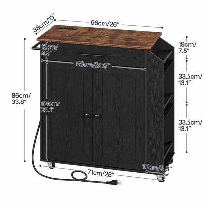 kitchen island with power outlet - rustic brown & black