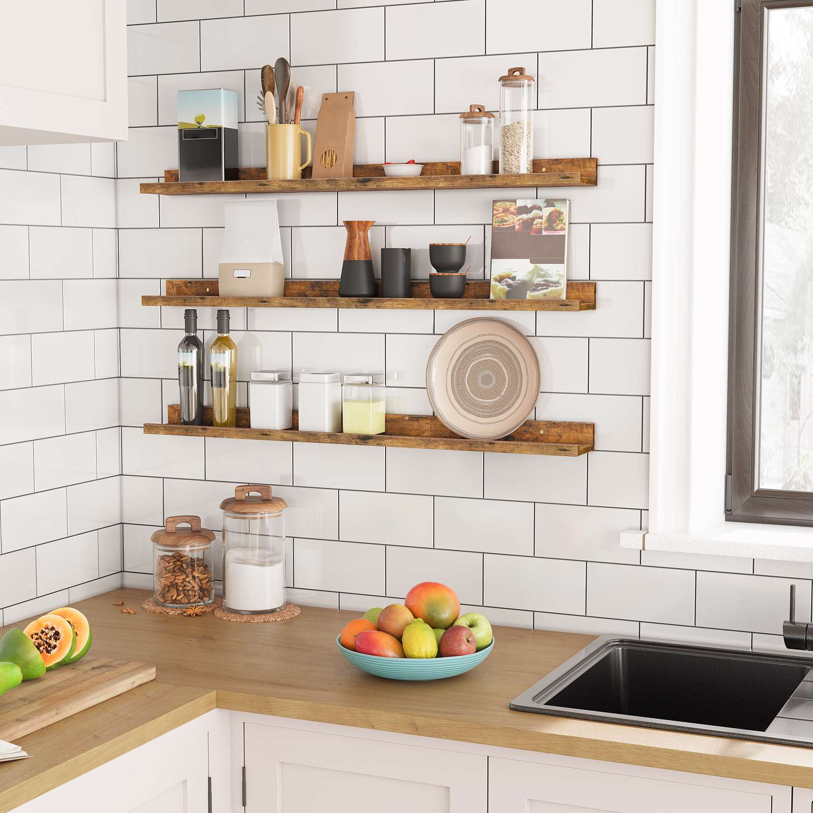 Floating Shelves - Rustic Brown - HWLEXTRA 