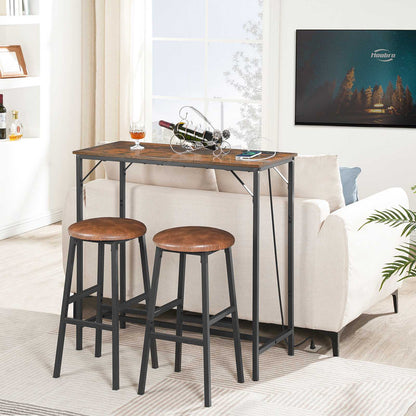 Bar Table with Charging Station - Rustic Brown & Black