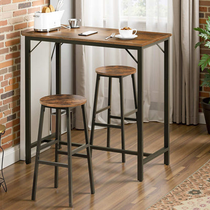 Bar Table with Charging Station - Rustic Brown & Black