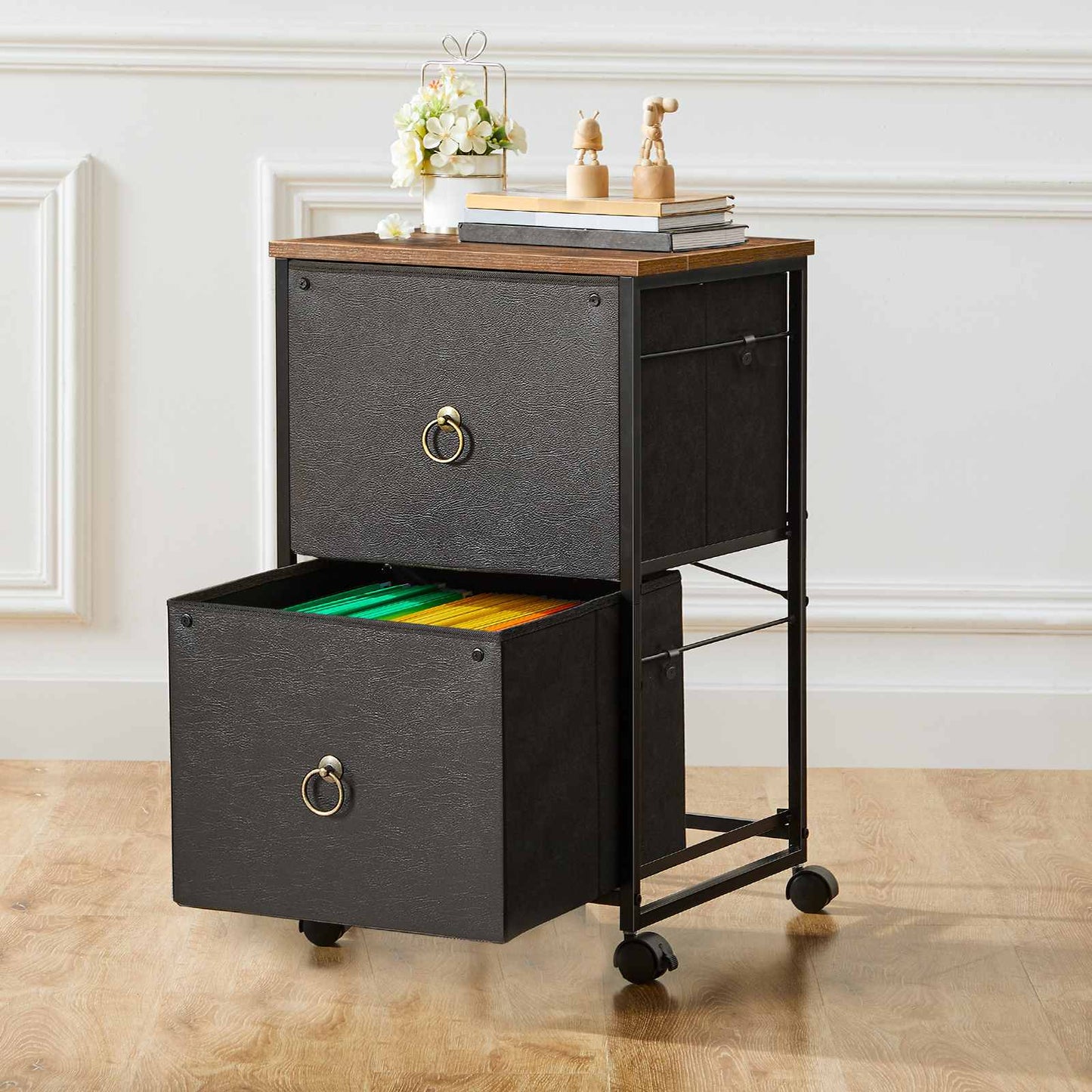 File Cabinet - Black & Rustic Brown