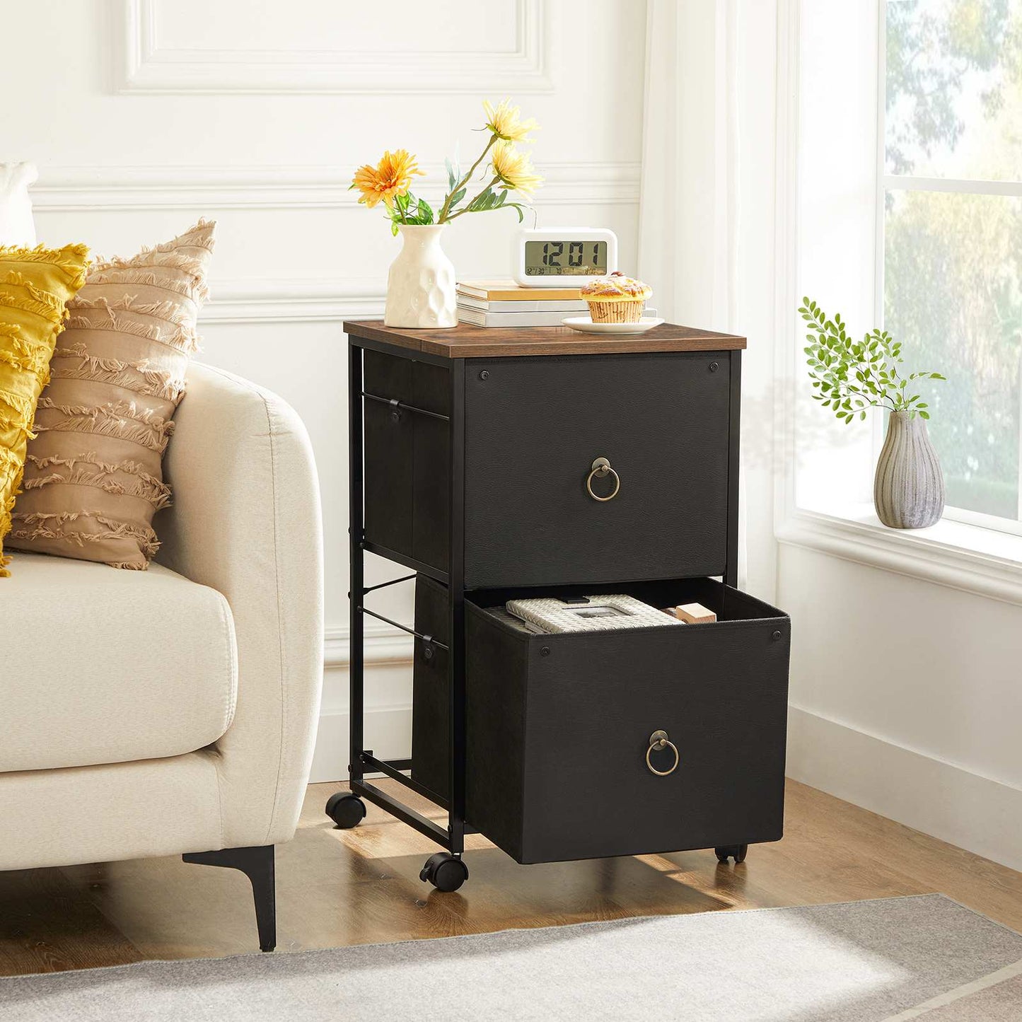 File Cabinet - Black & Rustic Brown