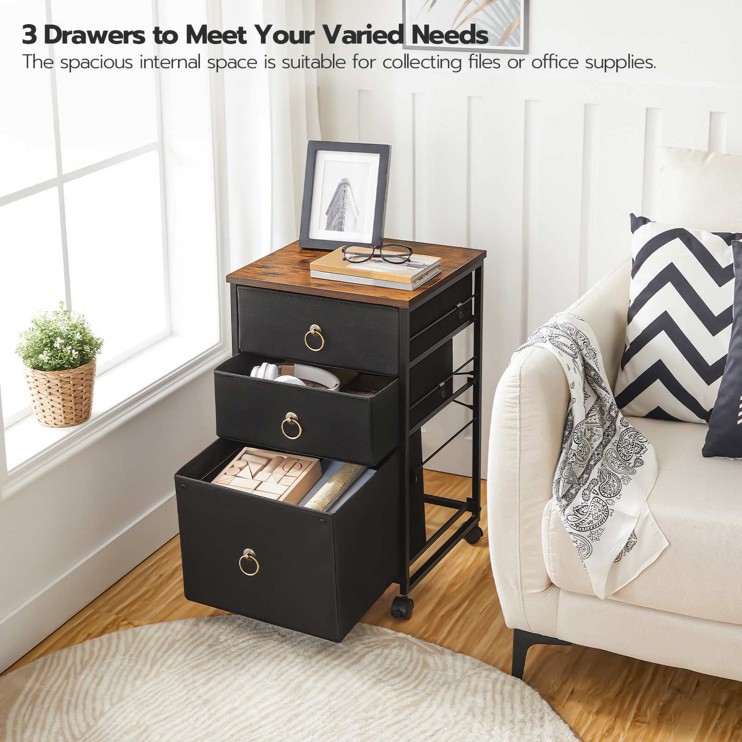 File Cabinet - Black & Rustic Brown