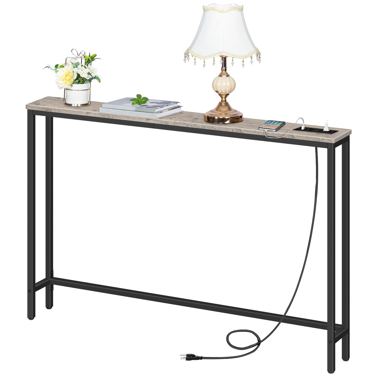 Console Table with Power Outlets, Charging Station - HWLEXTRA 