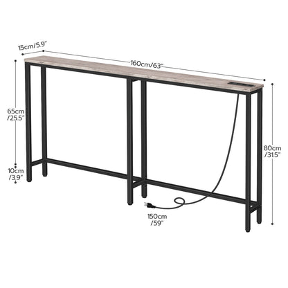 Console Table Charging Station - Greige & Black