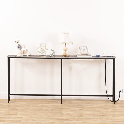 Console Table Charging Station - Greige & Black