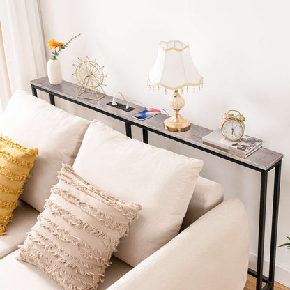 Console Table Charging Station - Greige & Black