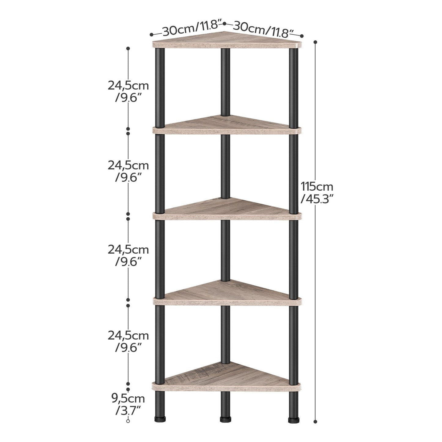 corner shelf - greige & black