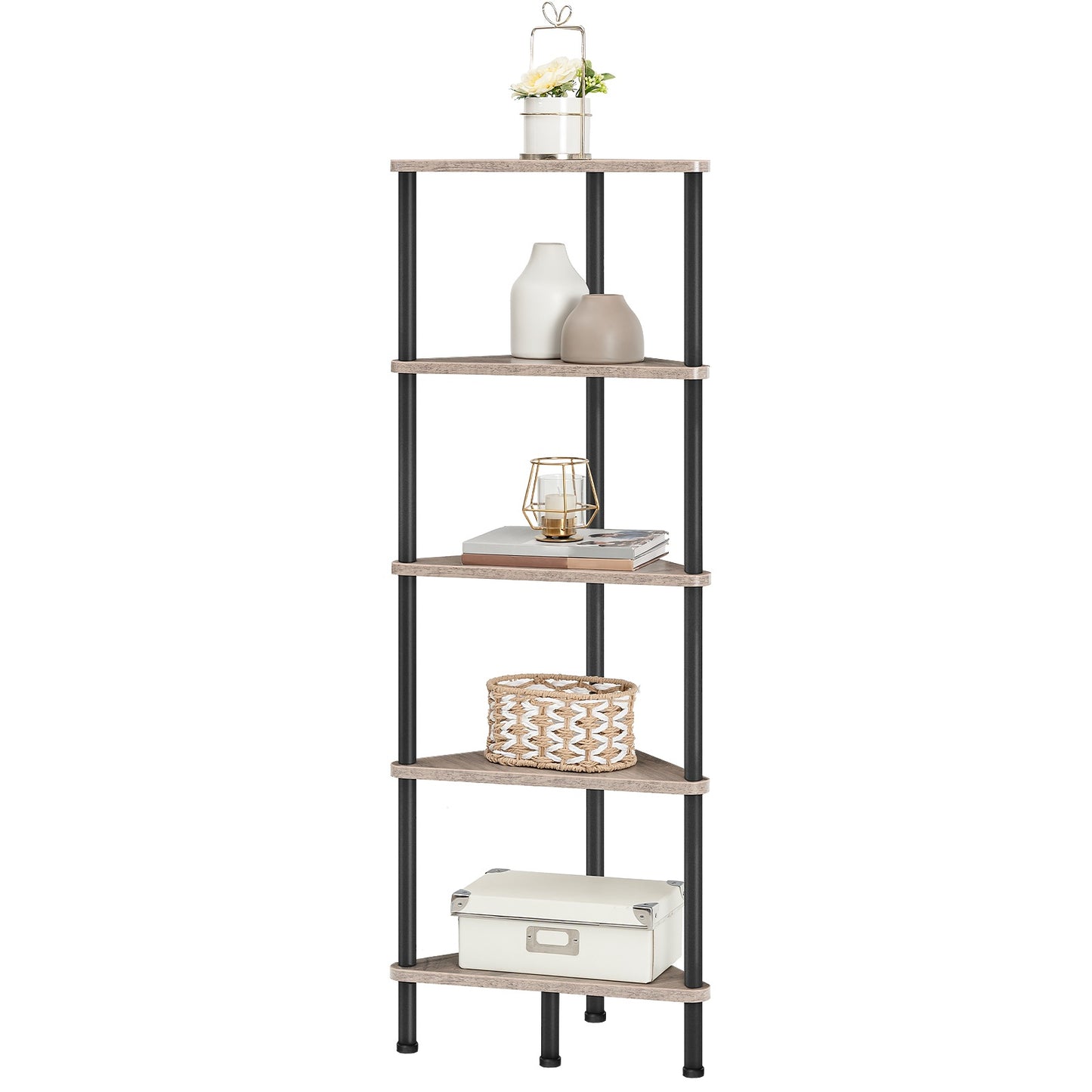 corner shelf - greige & black
