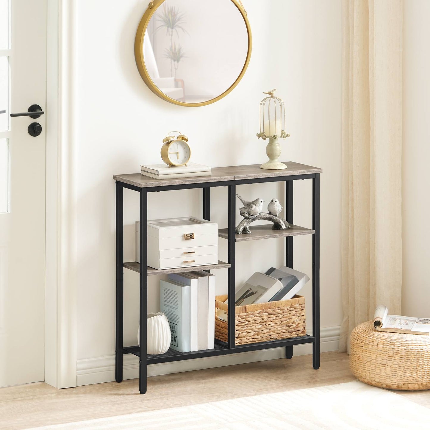 Narrow Console Table - Greige & Black