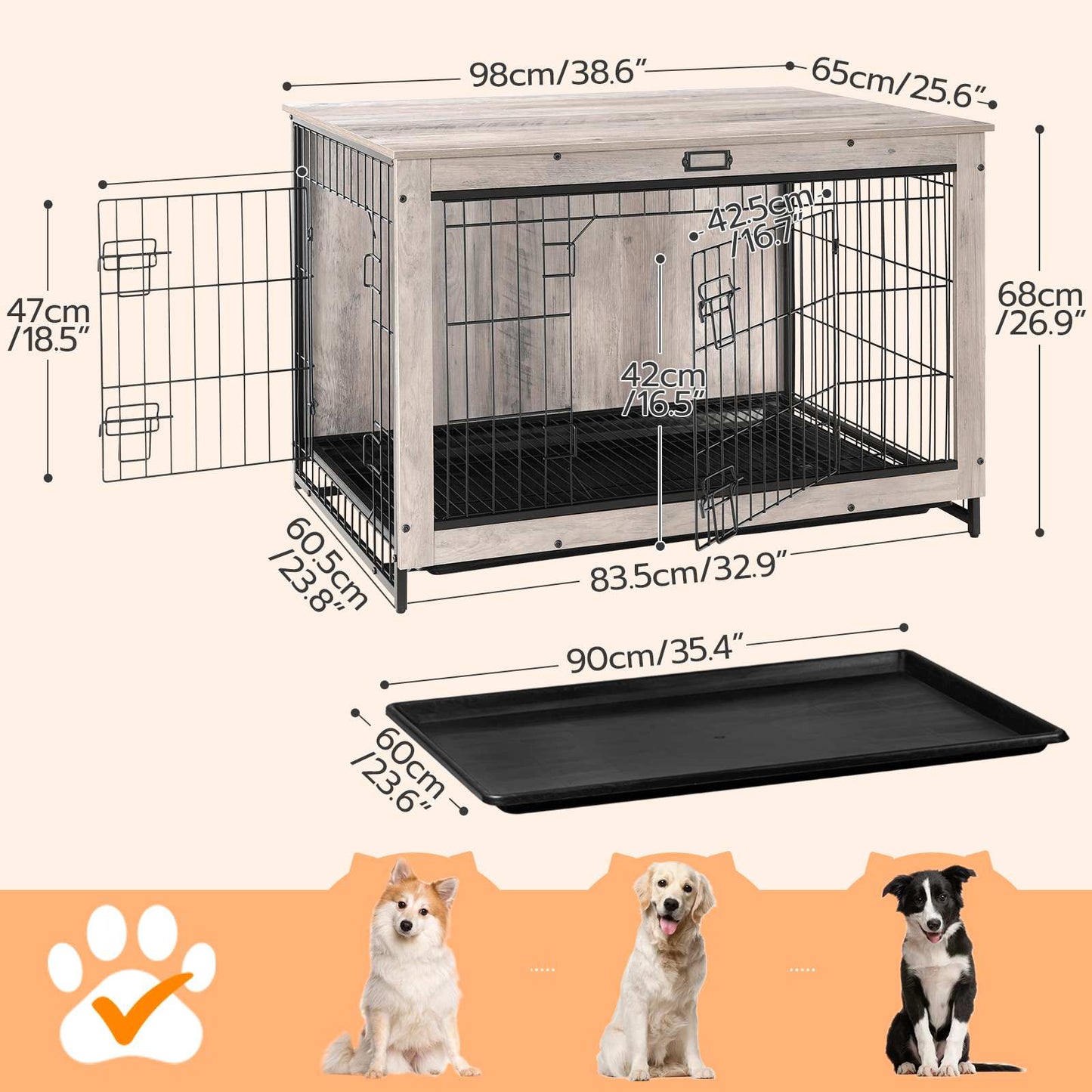 dog crate furniture - grey