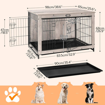 dog crate furniture - grey