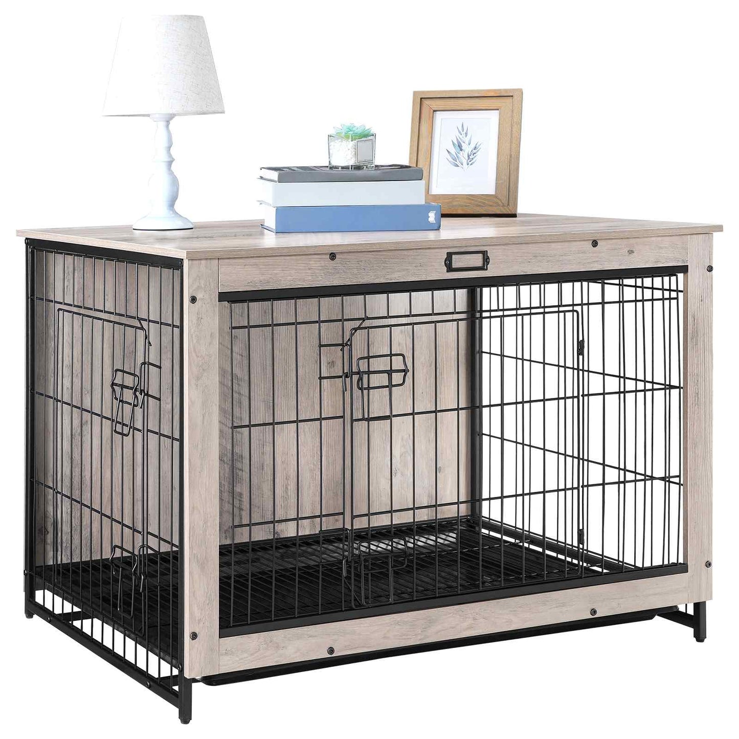 dog crate furniture - grey