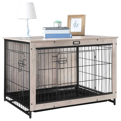 dog crate furniture - grey