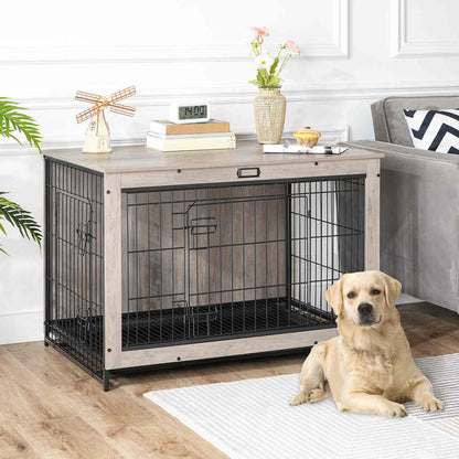 dog crate furniture - grey