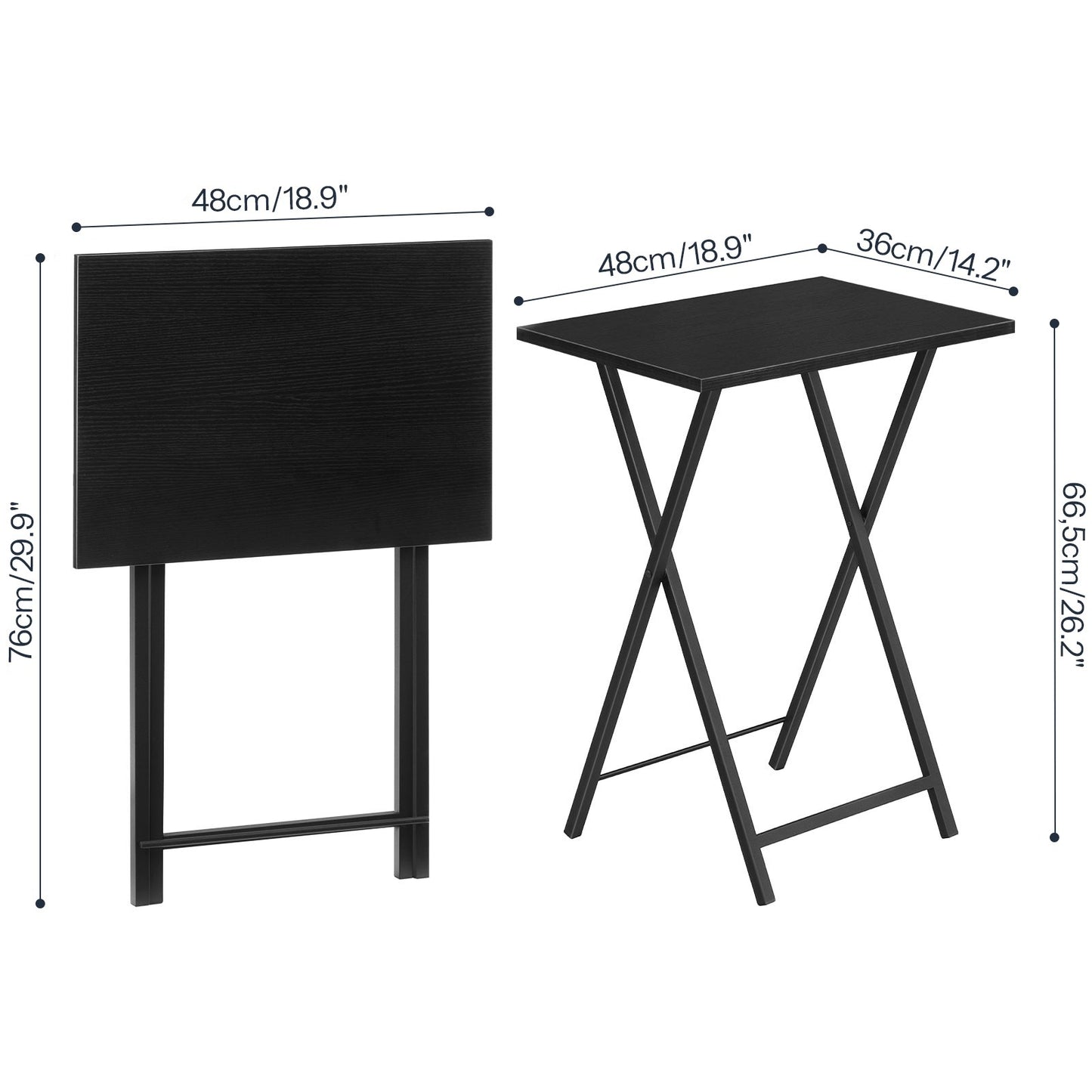 folding tv tray tables - black