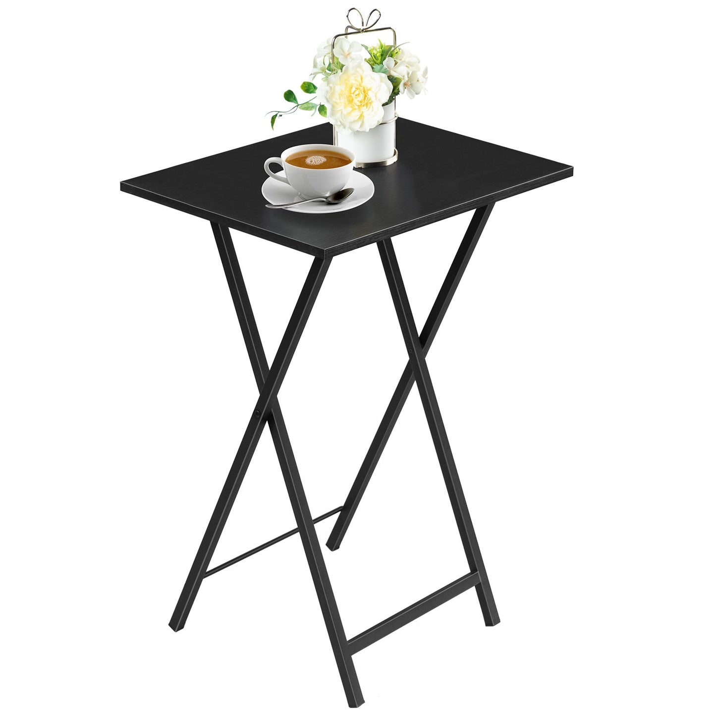 folding tv tray tables - black
