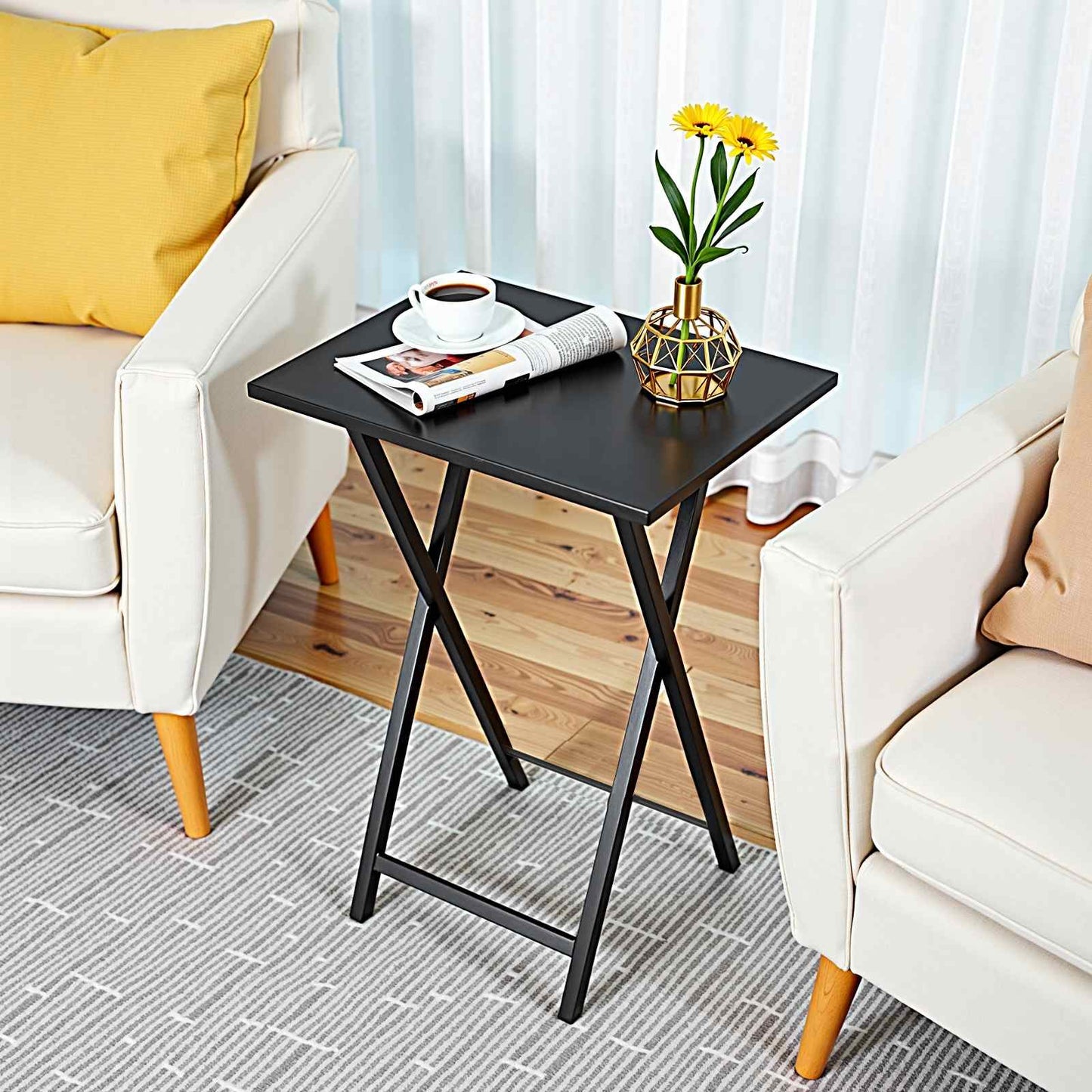 folding tv tray tables - black