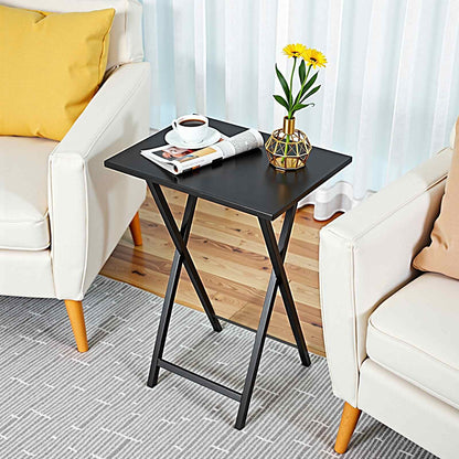 folding tv tray tables - black