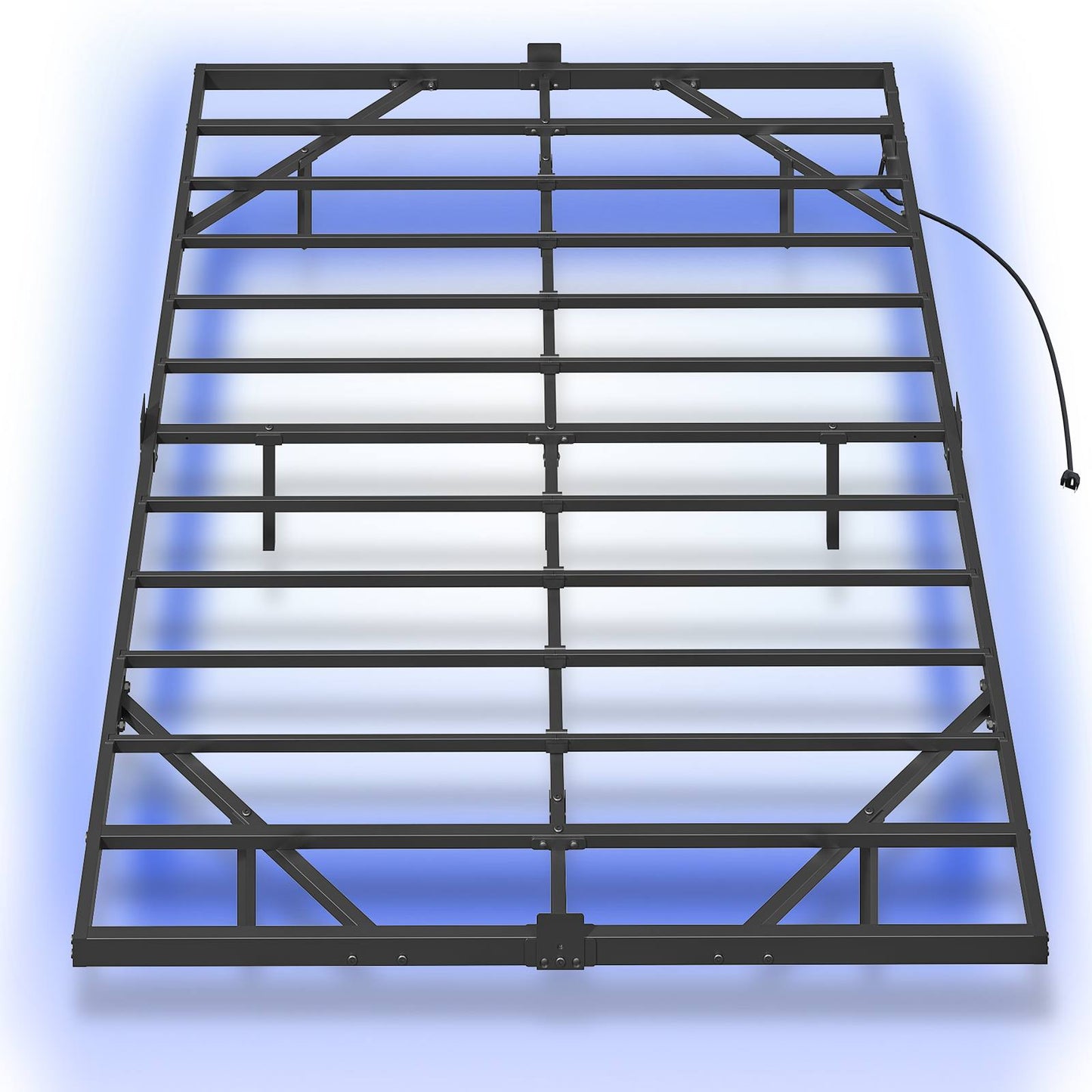 Floating Bed Frame Full Size with Charging Station, LED - Black