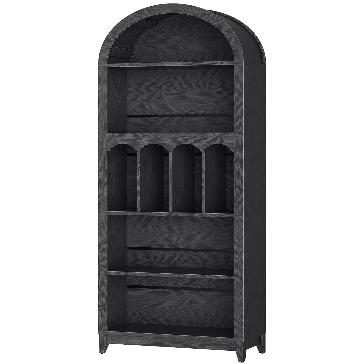 Arched Bookshelf with Storage - Black - HWLEXTRA 