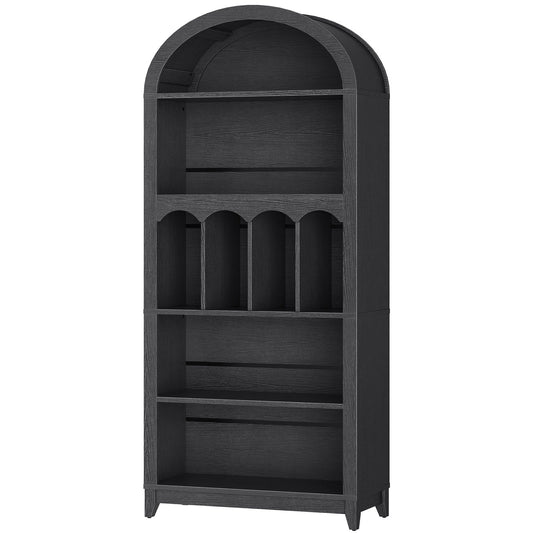 Arched Bookshelf with Storage - Black - HWLEXTRA 