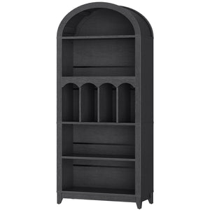 Arched Bookshelf with Storage - Black - HWLEXTRA 