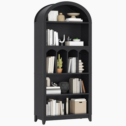 Arched Bookshelf with Storage - Black - HWLEXTRA 