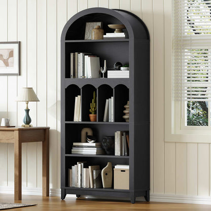 Arched Bookshelf with Storage - Black - HWLEXTRA 