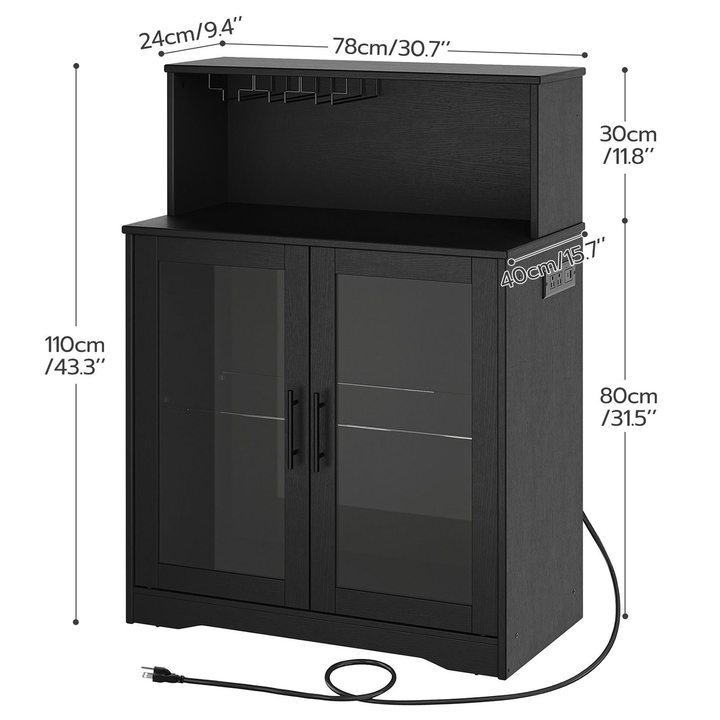 wine bar cabinets with storage with Power Outlets, Coffee Bar - black