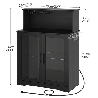 wine bar cabinets with storage with Power Outlets, Coffee Bar - black