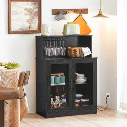 wine bar cabinets with storage with Power Outlets, Coffee Bar - black