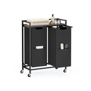Laundry Sorter 29 Gal. (110 L) 2 Compartments Ink Black and Rustic Brown