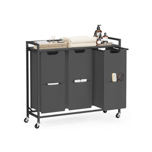 Laundry Sorter, 43.5 Gal. (165 L) Laundry Hamper Basket with 3 Compartments, Slate Gray and Charcoal Gray