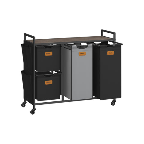 Rolling Laundry Hamper with 4 Compartments, 39.6 Gal. (150 L)