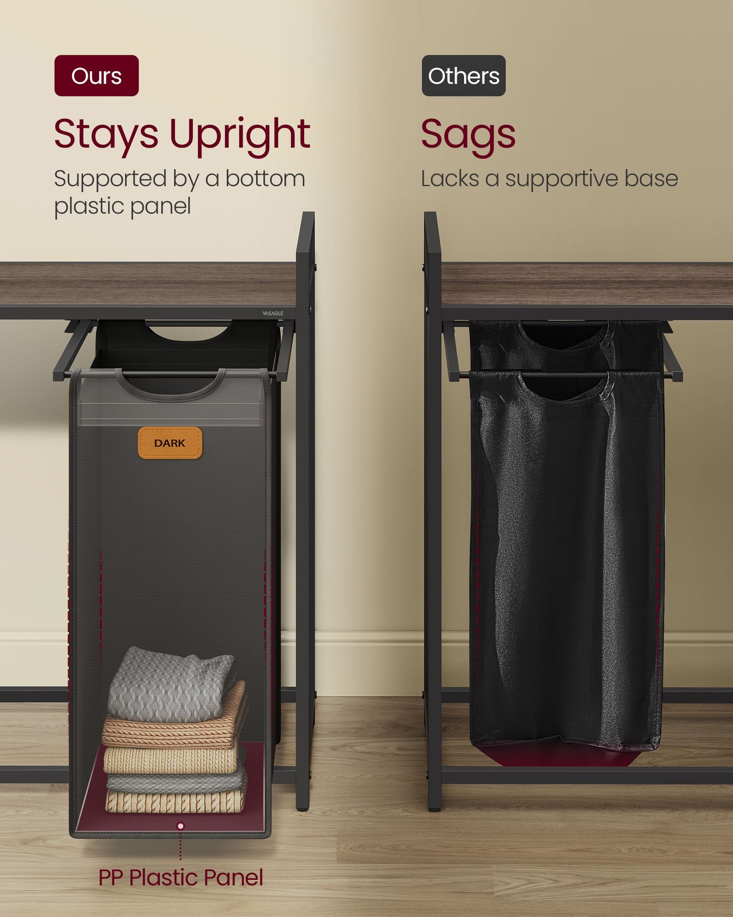 Rolling Laundry Hamper with 4 Compartments, 39.6 Gal. (150 L)