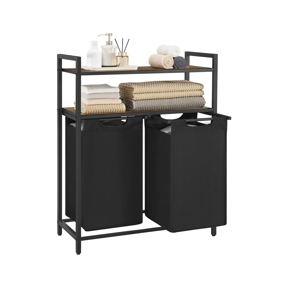Laundry Hamper with 2 Pull-Out Bags and Shelves - image 1