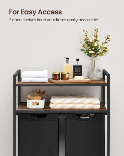 Laundry Hamper with 2 Pull-Out Bags and Shelves - image 4